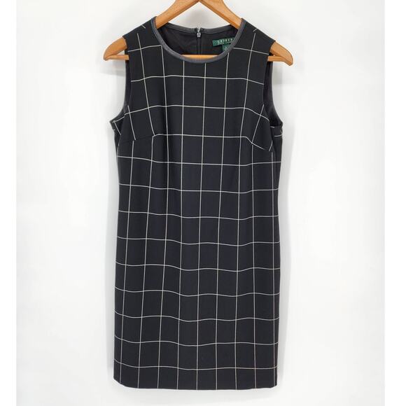Lauren Ralph Lauren Black and White Plaid Sleeveless Shift Dress Women’s Size 6 - Picture 8 of 9
